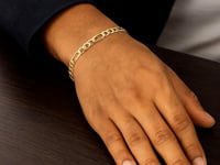 Solid Figaro Bracelet in 14k Yellow Gold (6.00 mm)