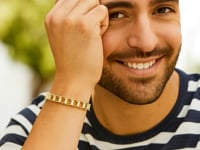 14k Yellow Gold Men's Bracelet with Rail Motif Links