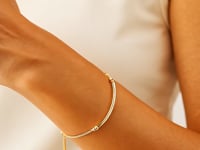 14k Yellow Gold Lariat Bracelet with Polished Curved Bar