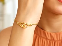 14k Yellow Gold Entwined Rings Adjustable Lariat Style Bracelet