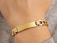 14k Yellow Gold 8 1/2 inch Men's Wide Curb Chain ID Bracelet (10.00 mm)