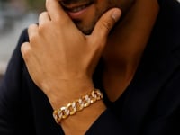 14k Two-Tone Gold Pave Curb Bracelet (12.18 mm)