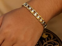 14k Two-Tone Gold Men's Bracelet with S Style Bar Links (7.85 mm)