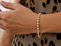 14k Two Tone Gold Polished Diamond Cut Bead Bracelet (4.00 mm)