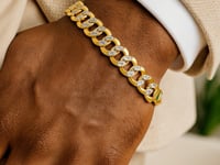 14k Two-Tone Gold Pave Curb Bracelet (11.23 mm)