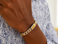 14k Two-Tone Gold Men's Bracelet with Fancy Rounded Bars (9.65 mm)