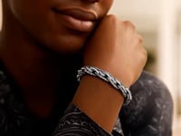 Oxidized Sterling Silver Men's Chain Bracelet in a Cable Motif (8.50 mm)