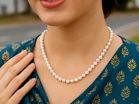 14k Yellow Gold Necklace with White Freshwater Cultured Pearls (6.0mm to 6.5mm)