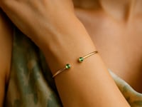 14K Yellow Gold Peridot Open Cuff Bangle (2.00 mm)