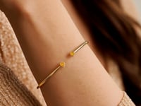 14K Yellow Gold Citrine Open Cuff Bangle (2.00 mm)