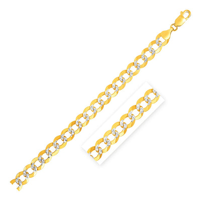 12.18mm 14k Two Tone Gold Pave Curb Chain