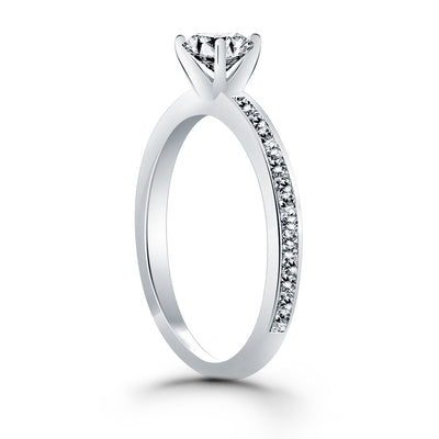14k White Gold Classic Pave Diamond Band Engagement Ring