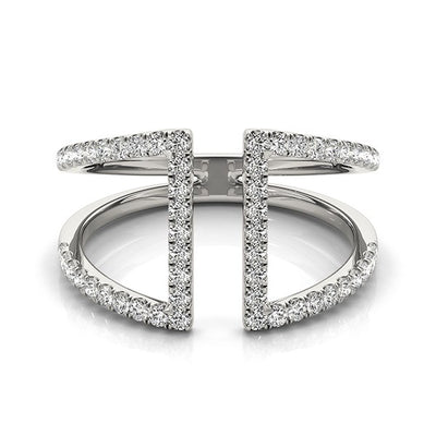 14k White Gold Open Style Dual Band Ring with Diamonds (1/2 cttw)