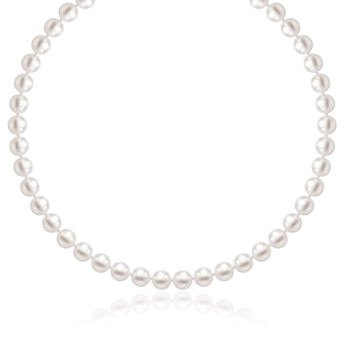 14k Yellow Gold Necklace with White Freshwater Cultured Pearls (6.0mm-6.5mm)