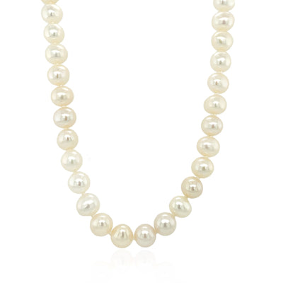 14k Yellow Gold Necklace with White Freshwater Cultured Pearls (6.0mm-6.5mm)