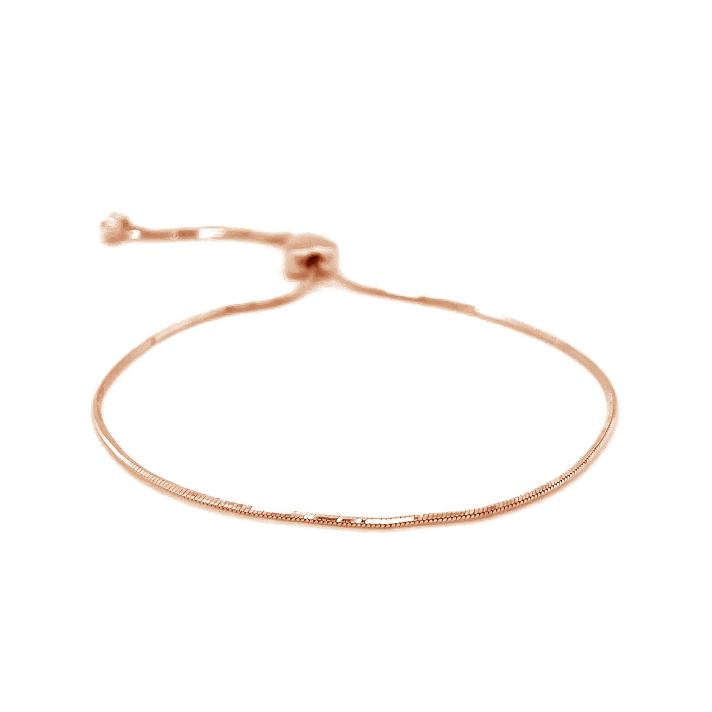 14k Rose Gold Adjustable Lariat Style Heart Motif Bracelet