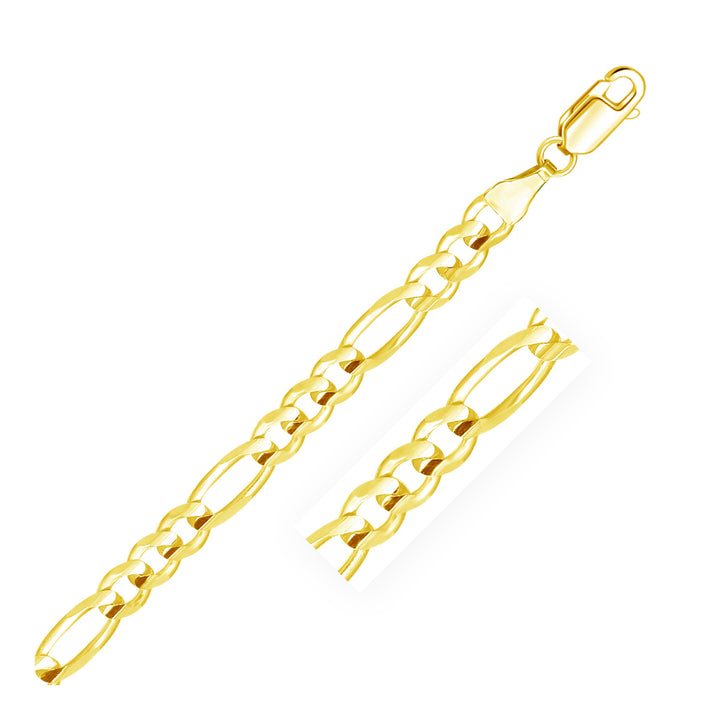 6mm 14k Yellow Gold Solid Figaro Bracelet