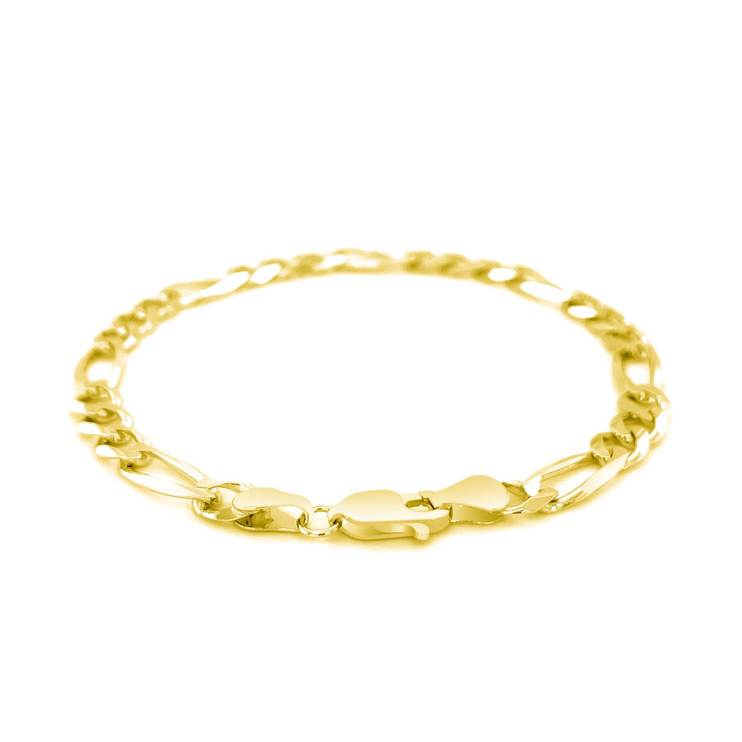 6mm 14k Yellow Gold Solid Figaro Bracelet