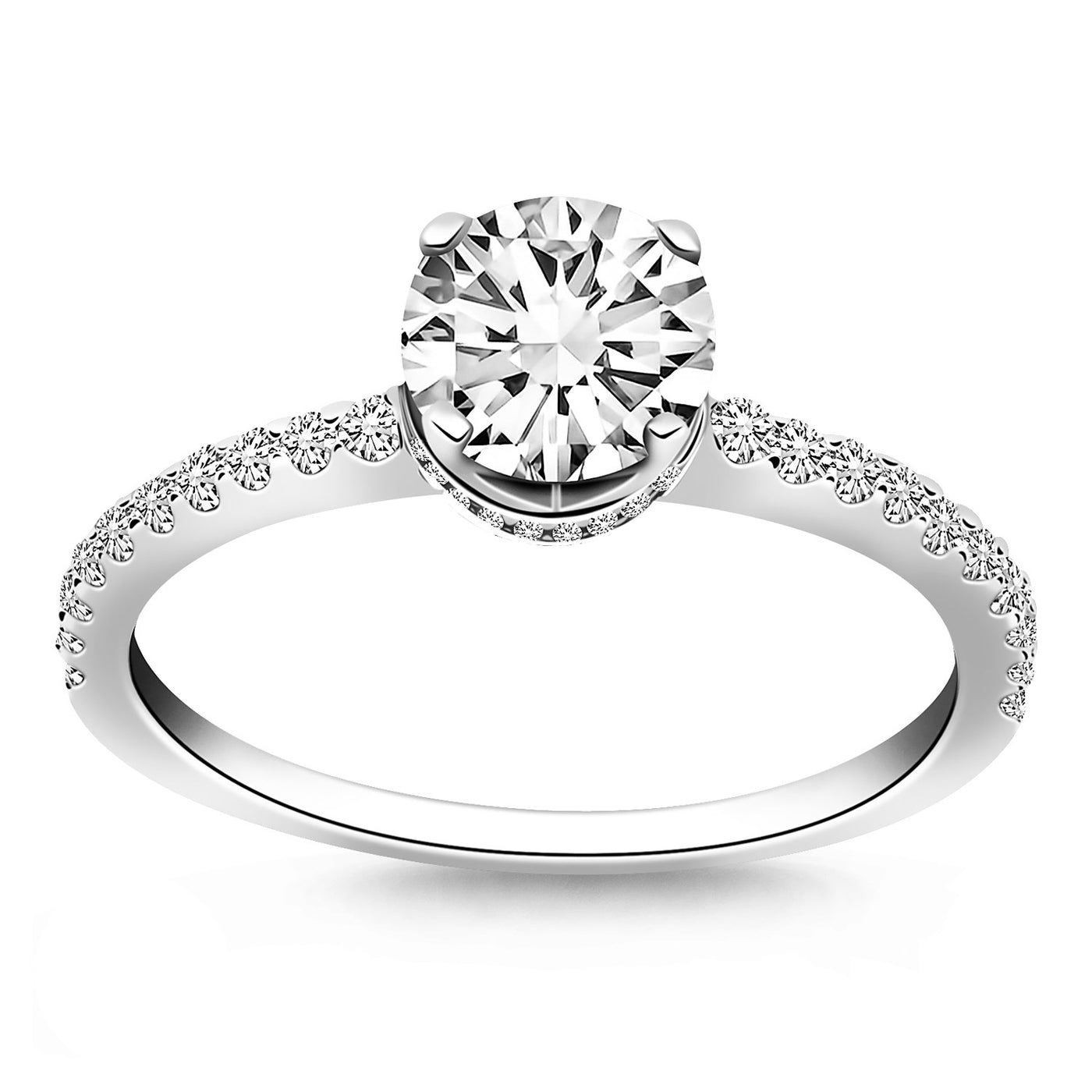 14k White Gold Diamond Collar Engagement Ring