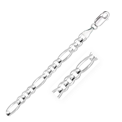6mm 14k White Gold Solid Figaro Chain