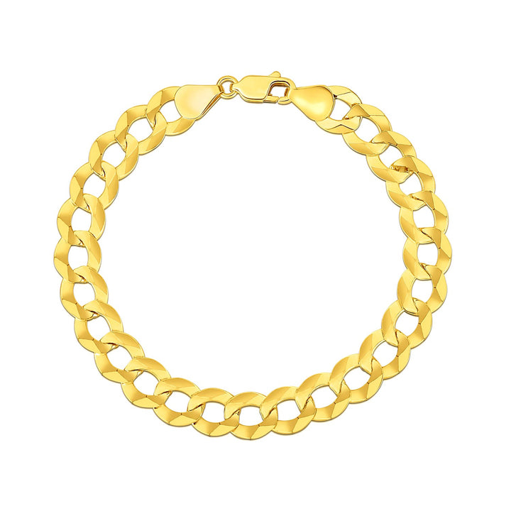 14k Yellow Gold Solid Curb Bracelet 10mm