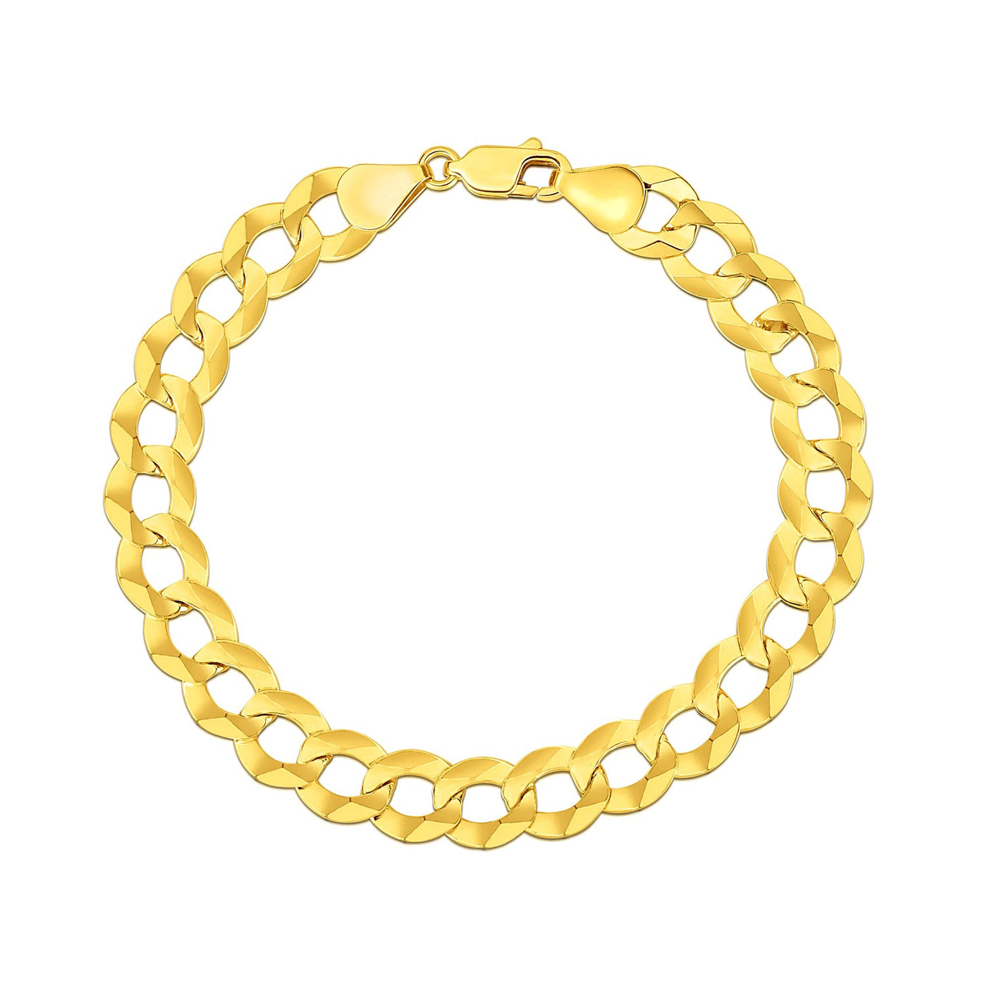 14k Yellow Gold Solid Curb Bracelet 10mm