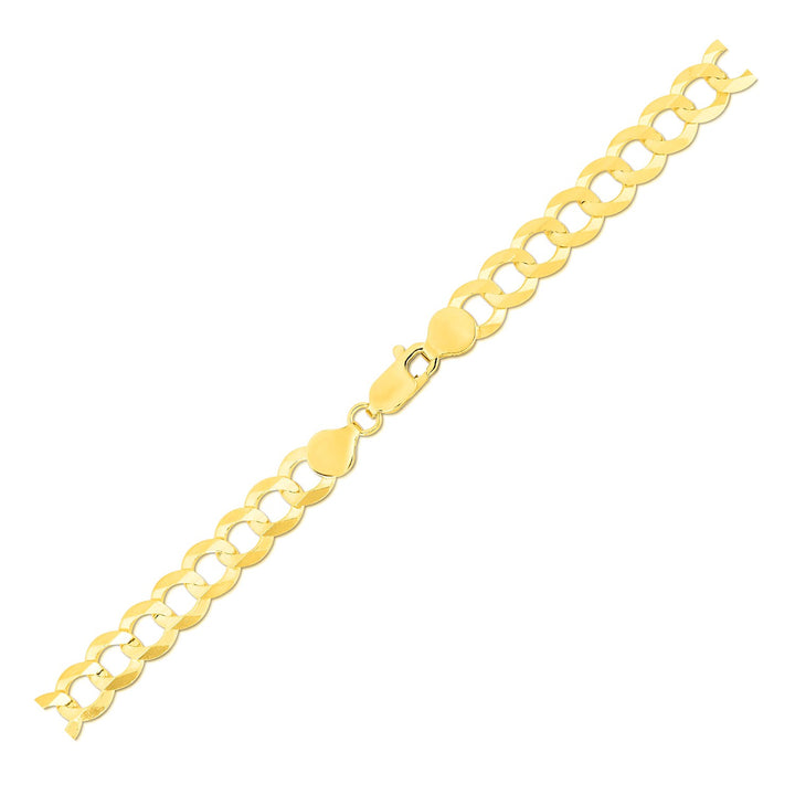 7mm 14k Yellow Gold Solid Curb Bracelet