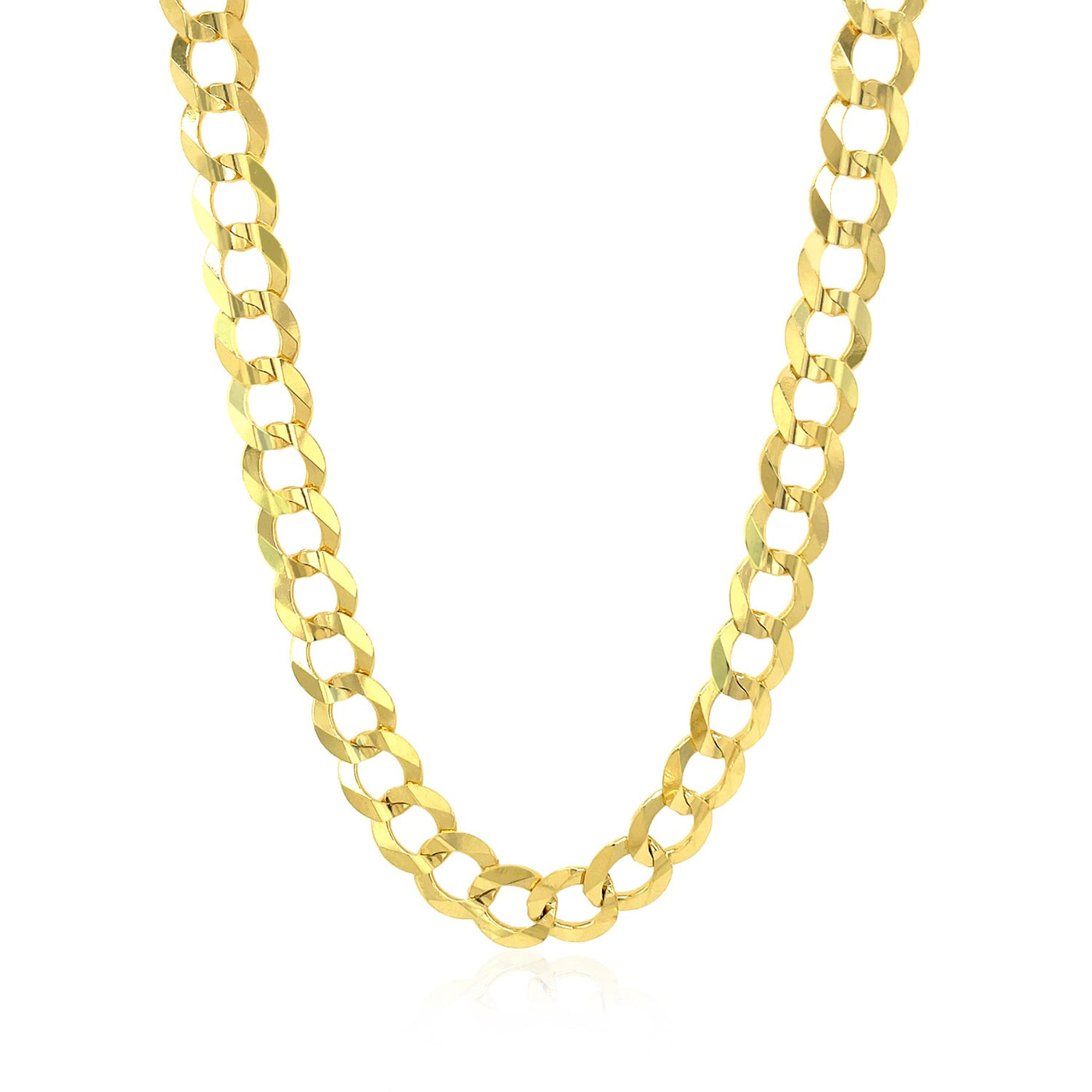 7mm 14k Yellow Gold Solid Curb Chain
