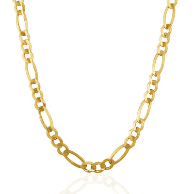6mm 14k Yellow Gold Solid Figaro Chain