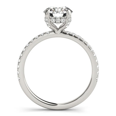 14k White Gold Diamond Engagement Ring with Scalloped Row Band (2 1/4 cttw)