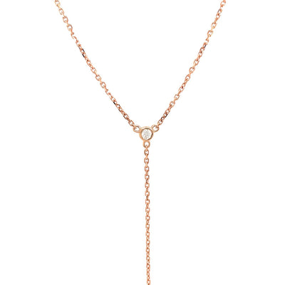 14k Rose Gold 20 inch Lariat Necklace with Diamonds