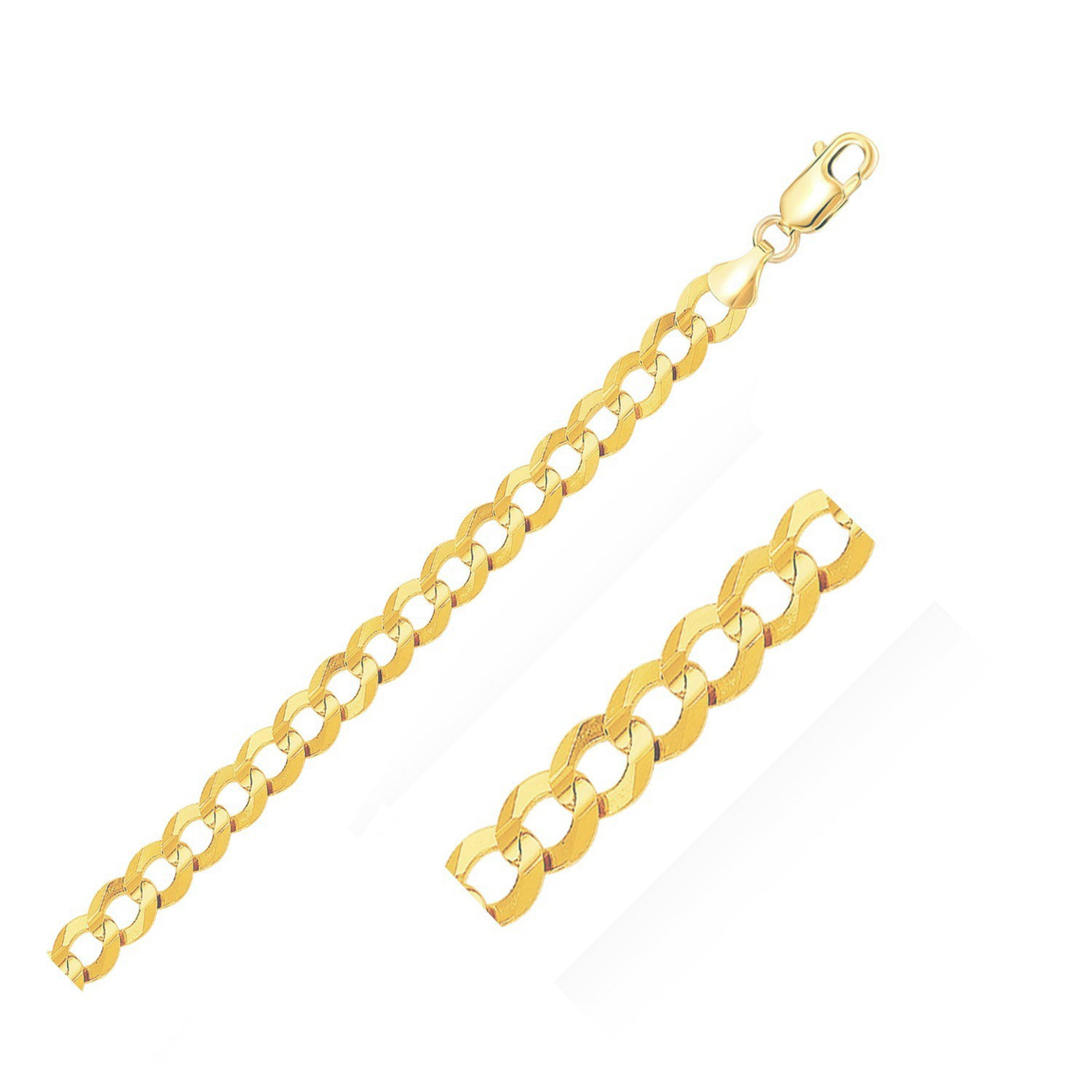 14k Yellow Gold Solid Curb Chain 10mm