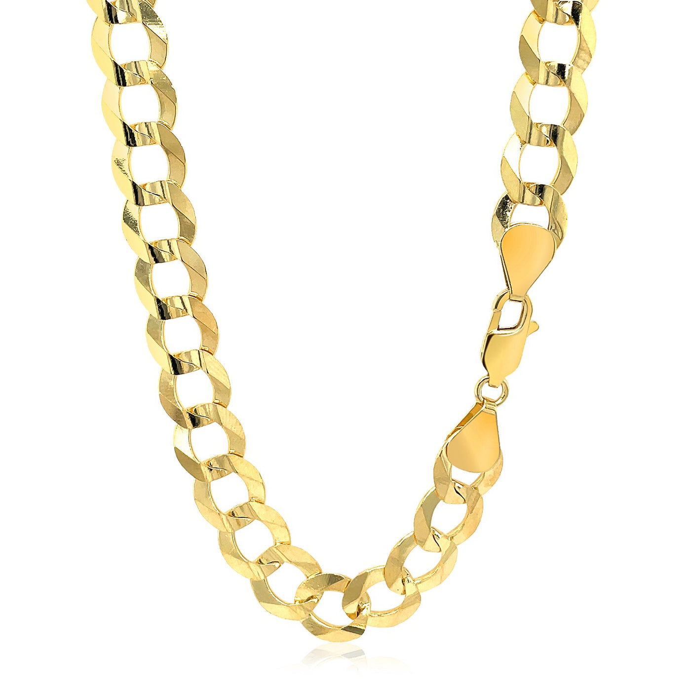 14k Yellow Gold Solid Curb Chain 10mm