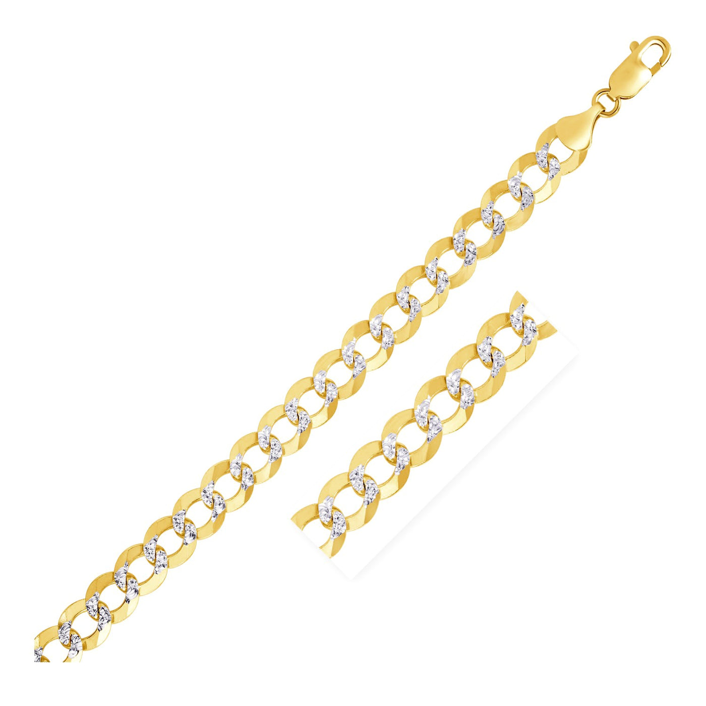 8.2mm 14k Two Tone Gold Pave Curb Chain