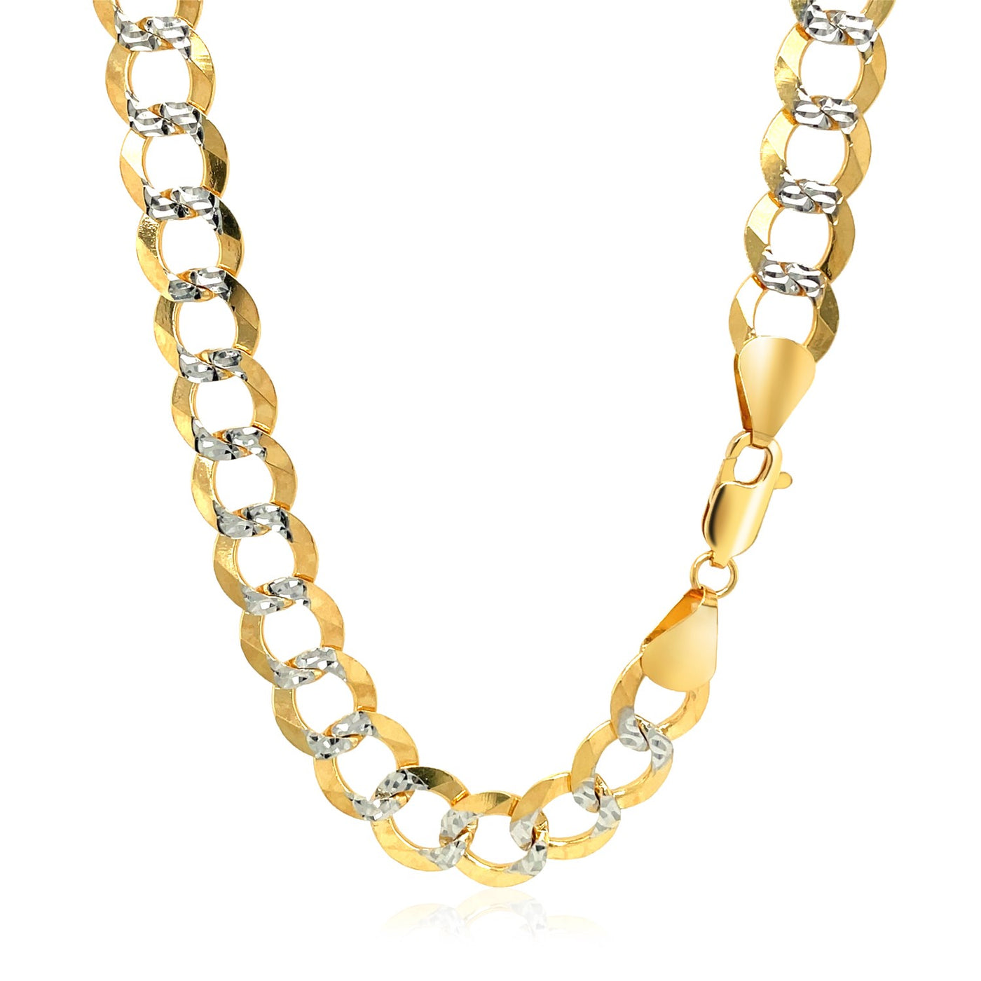 8.2mm 14k Two Tone Gold Pave Curb Chain