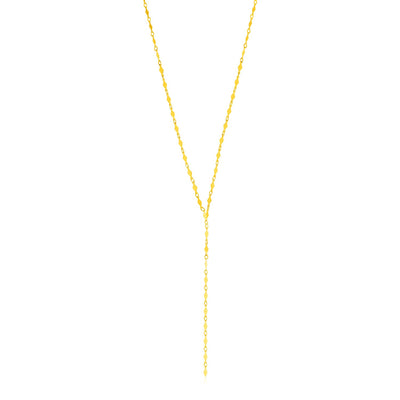 14K Yellow Gold Polished Diamond Motif Lariat Necklace