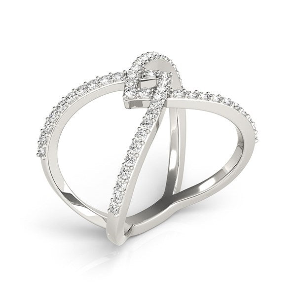 14k White Gold Fancy Entwined Design Diamond Ring (1/2 cttw)