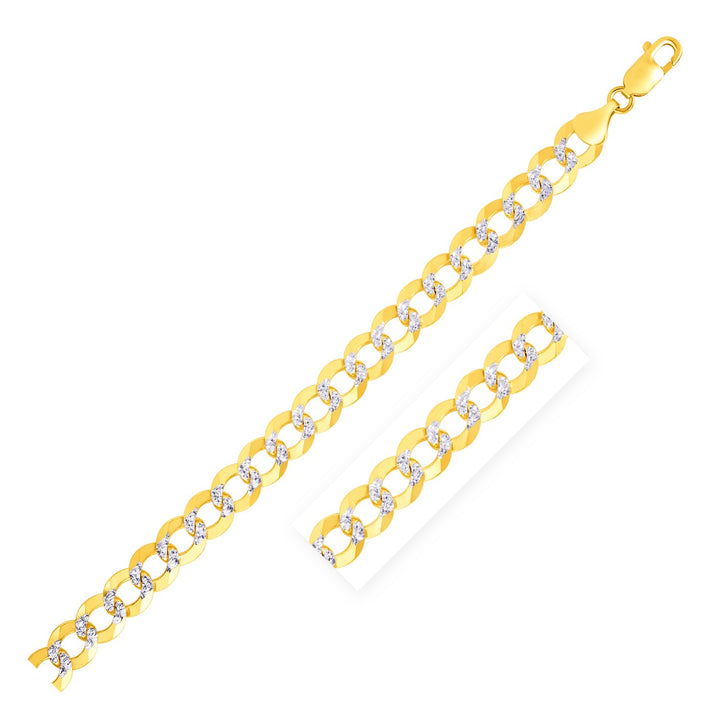 7mm 14k Two Tone Gold Pave Curb Chain