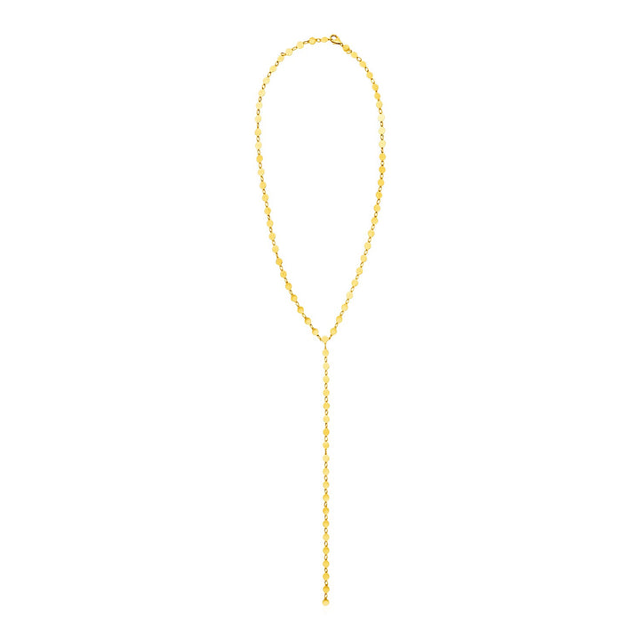 14k Yellow Gold 17 inch Lariat Necklace with Polished Circles