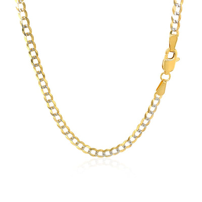 3.2mm 14k Two Tone Gold Pave Curb Chain
