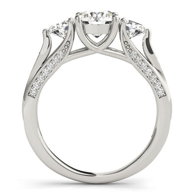 14k White Gold 3 Stone Style Round Diamond Engagement Ring (1 3/4 cttw)