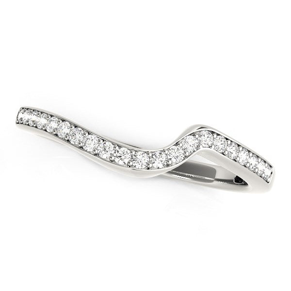 14k White Gold Modern Curved Wedding Ring (1/5 cttw)