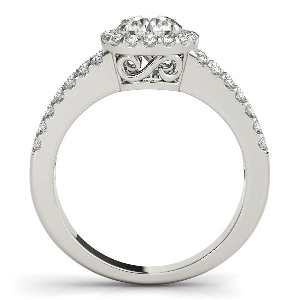 14k White Gold Round Diamond Split Shank Design Engagement Ring (7/8 cttw)