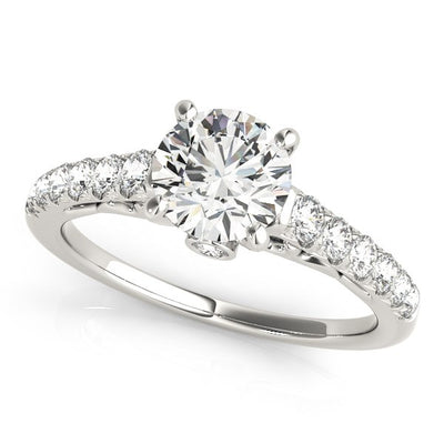 14k White Gold Scalloped Single Row Band Diamond Engagement Ring (1 3/8 cttw)