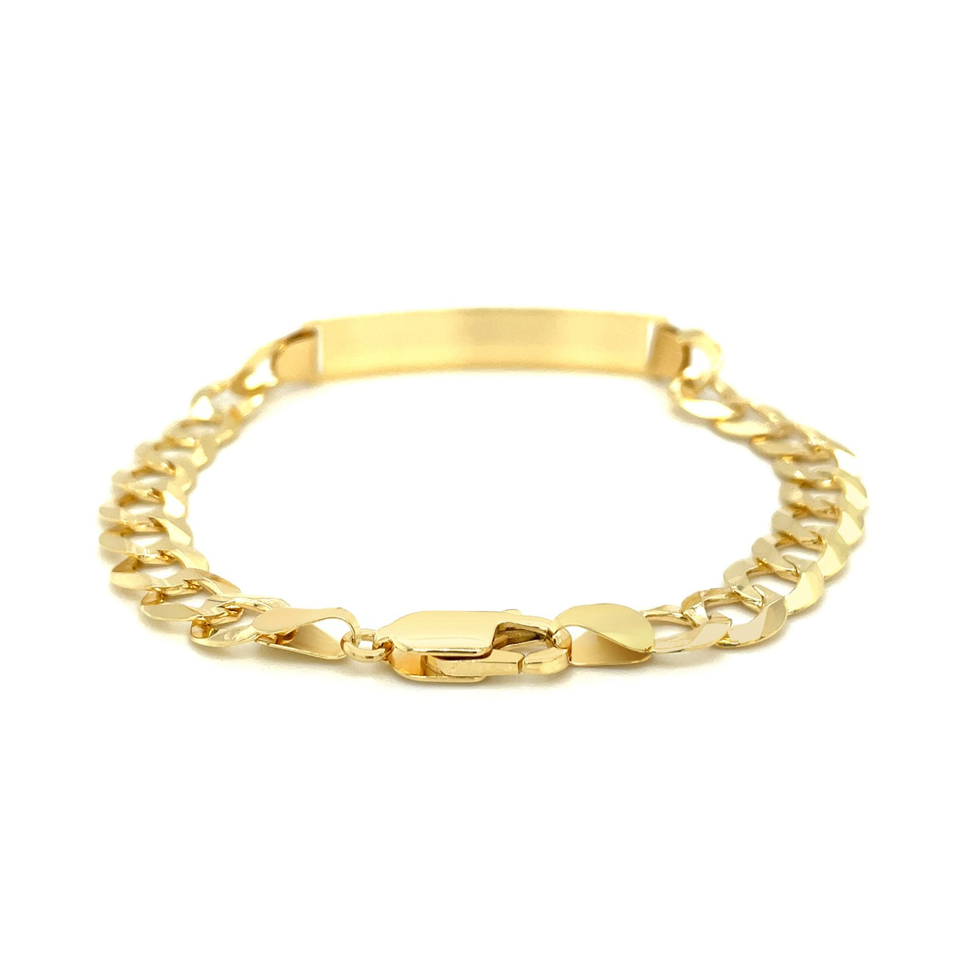 14k Yellow Gold 8 1/2 inch Mens Curb Chain ID Bracelet