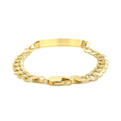 14k Yellow Gold 8 1/2 inch Mens Curb Chain ID Bracelet