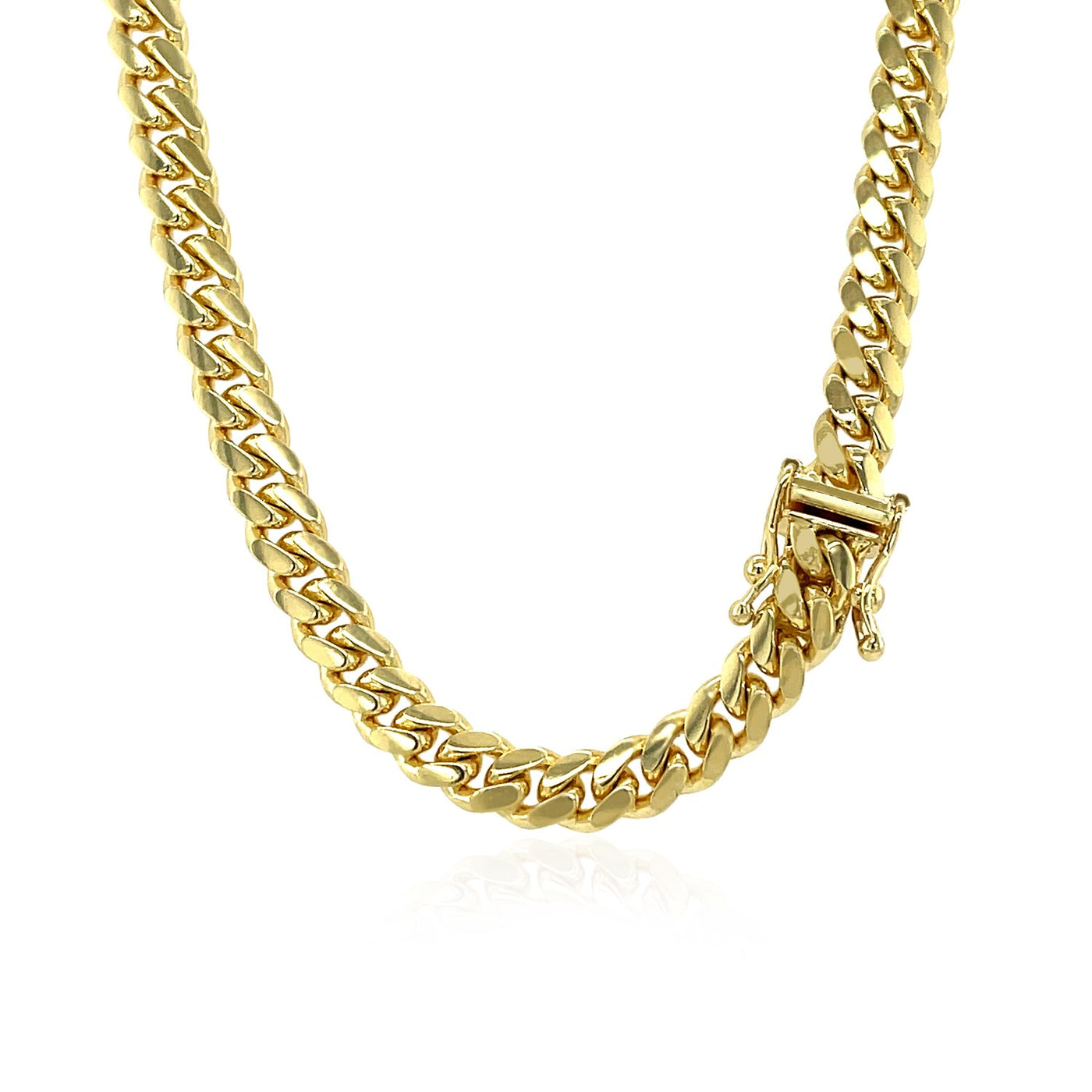 5mm 14k Yellow Gold Classic Miami Cuban Solid Chain