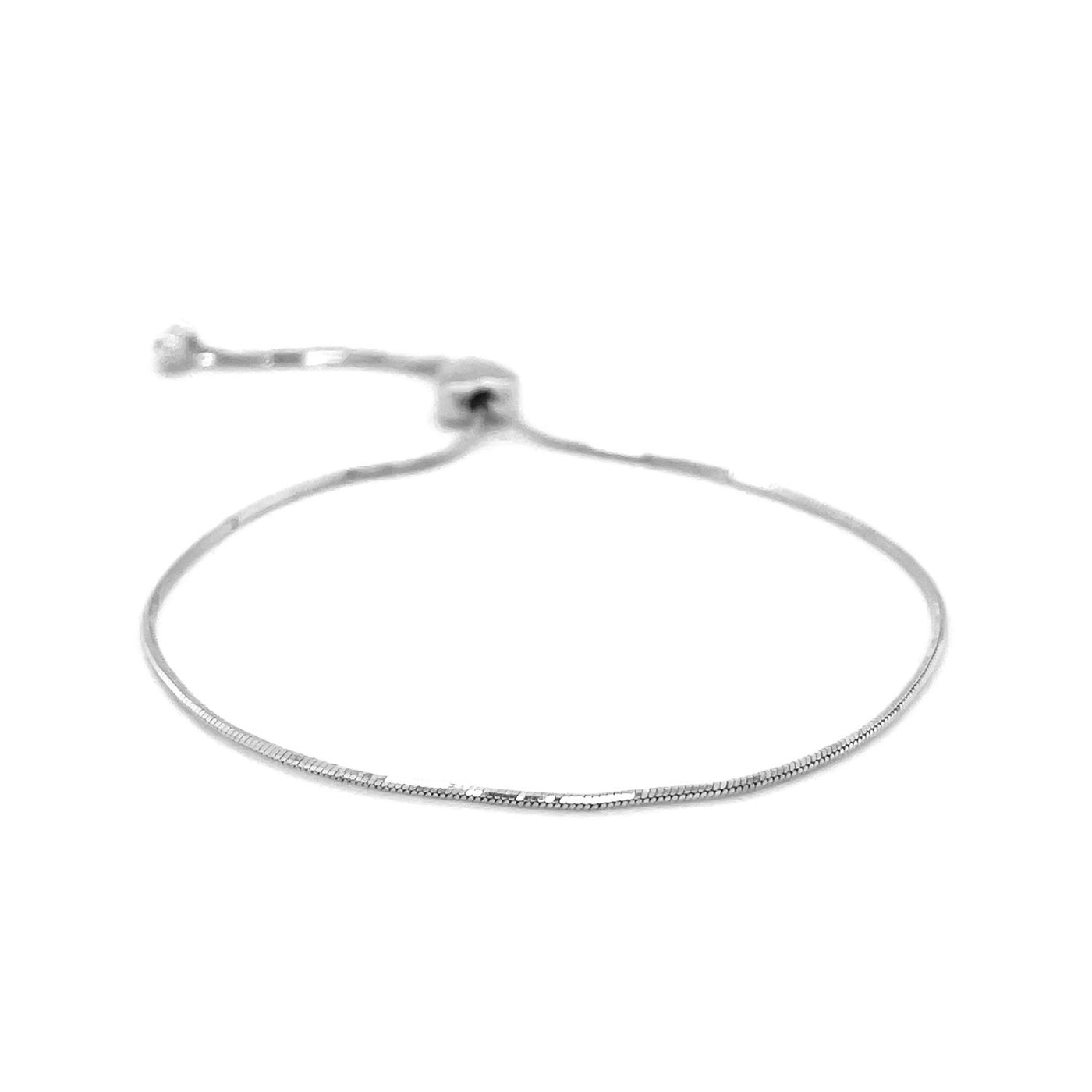 14k White Gold Adjustable Lariat Style Heart Motif Bracelet