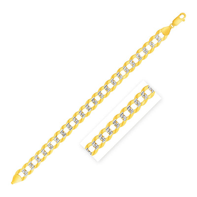 11.23mm 14k Two Tone Gold Pave Curb Chain