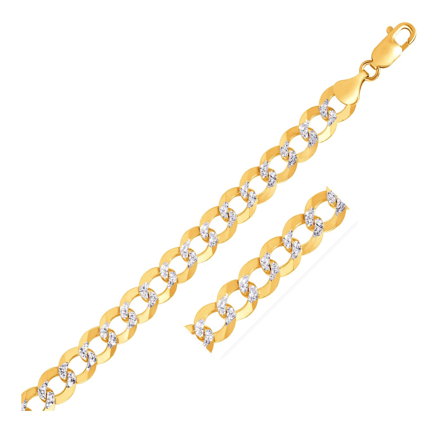 10mm 14k Two Tone Gold Pave Curb Chain